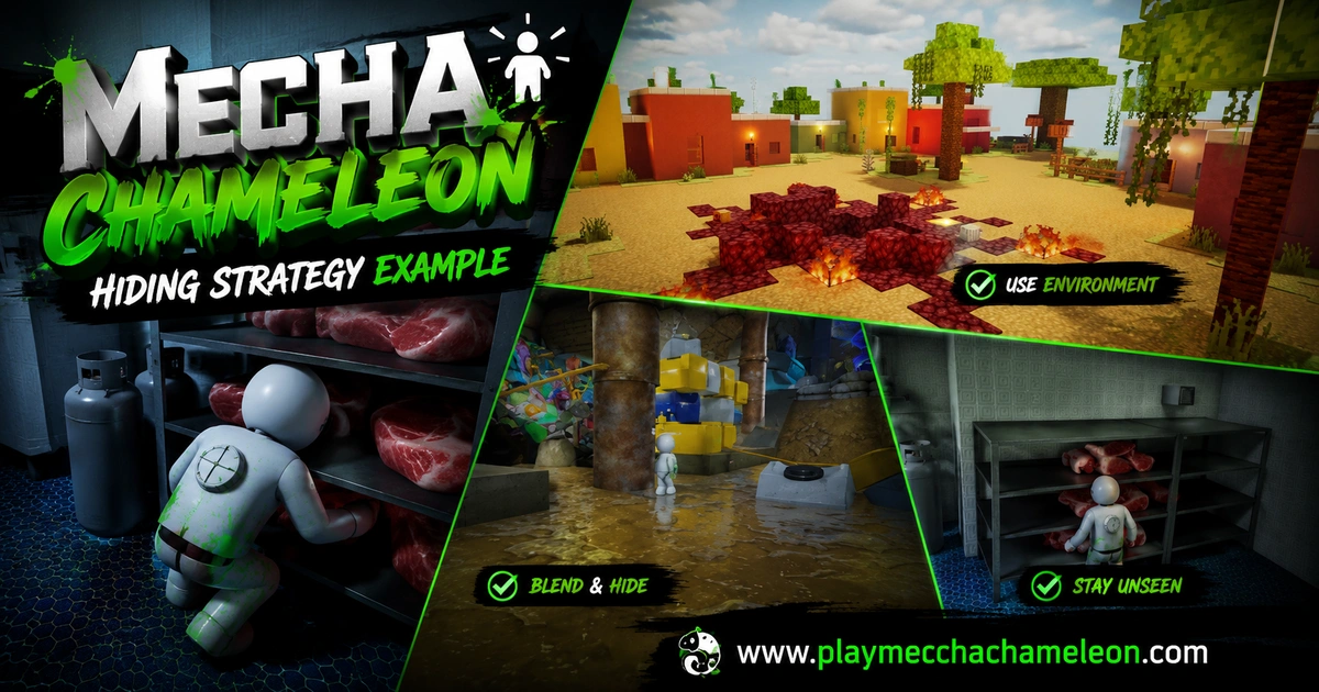 Hider blending into the environment in Mecha Chameleon